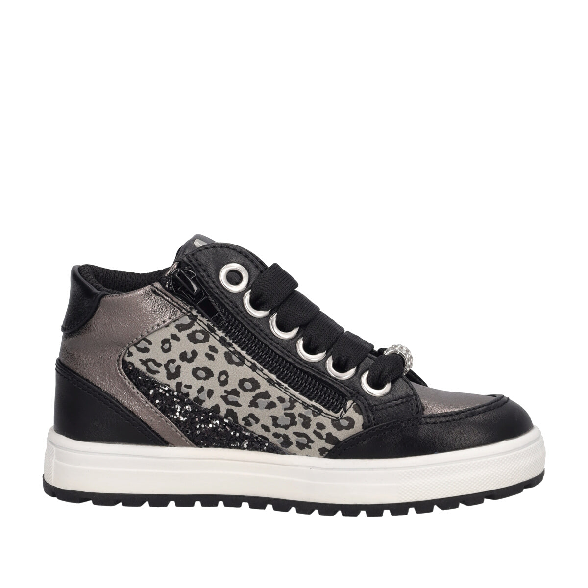 Sneakers Alte Bambina Nere, Argento e Animalier
