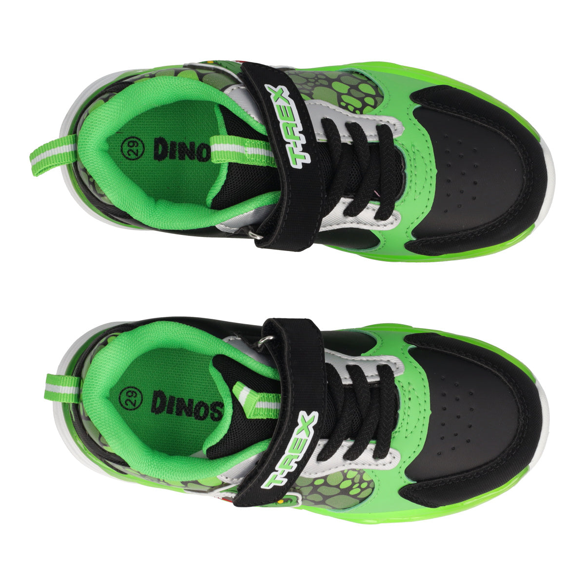 Sneakers Bambini Verdi T-Rex con Luci