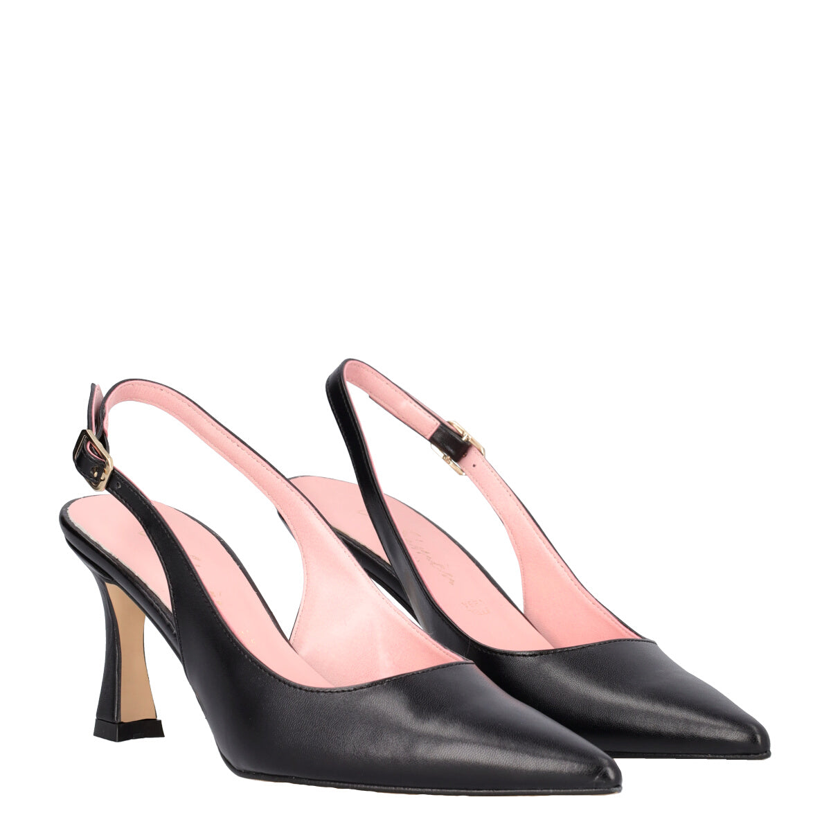 Slingback nera alta 8 cm