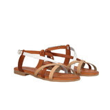 Sandali Donna Sabbia, Cuoio e Bianche