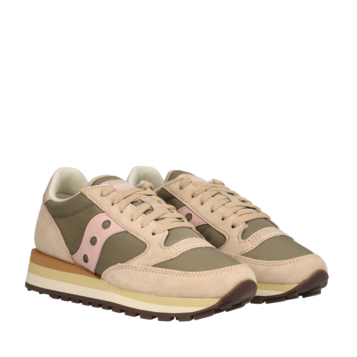 JAZZ TRIPLE Sneakers Donna Beige, Verdi e Rosa
