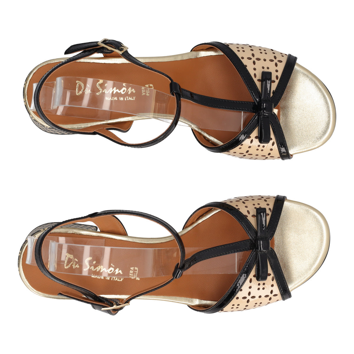 Sandali con Tacco Donna Neri e Crema