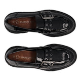 Mocassino Donna Nero Lucido a Carro Armato