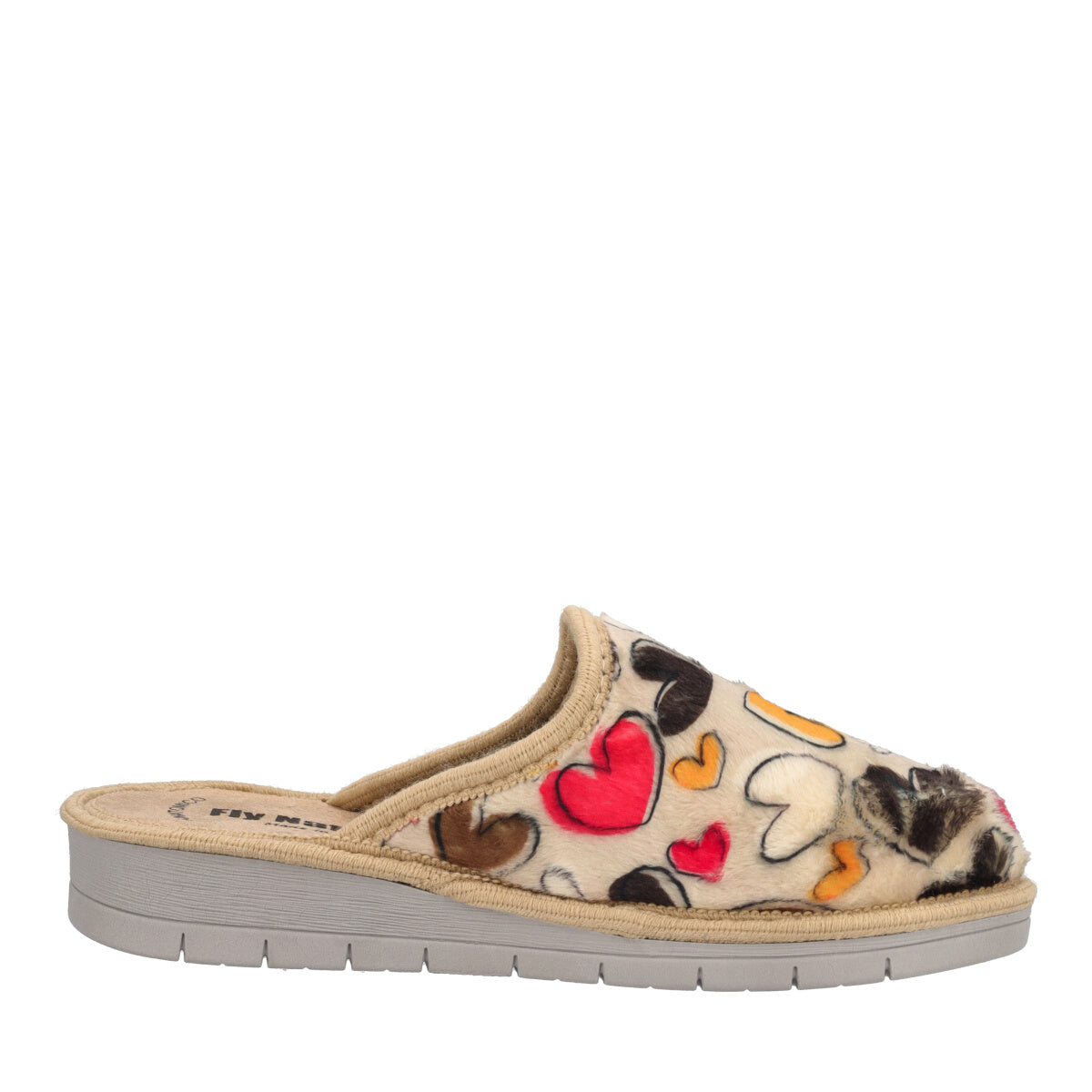 Ciabatte Donna Beige con Cuori Multicolori