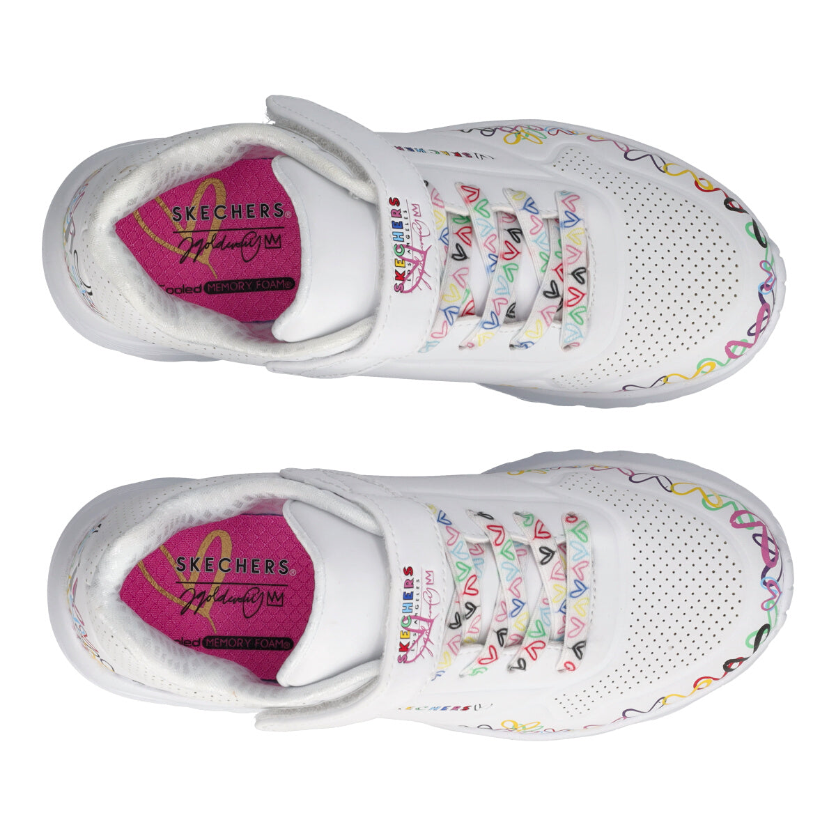 UNO LITE Sneakers Bambina Bianca con Cuori Multicolor