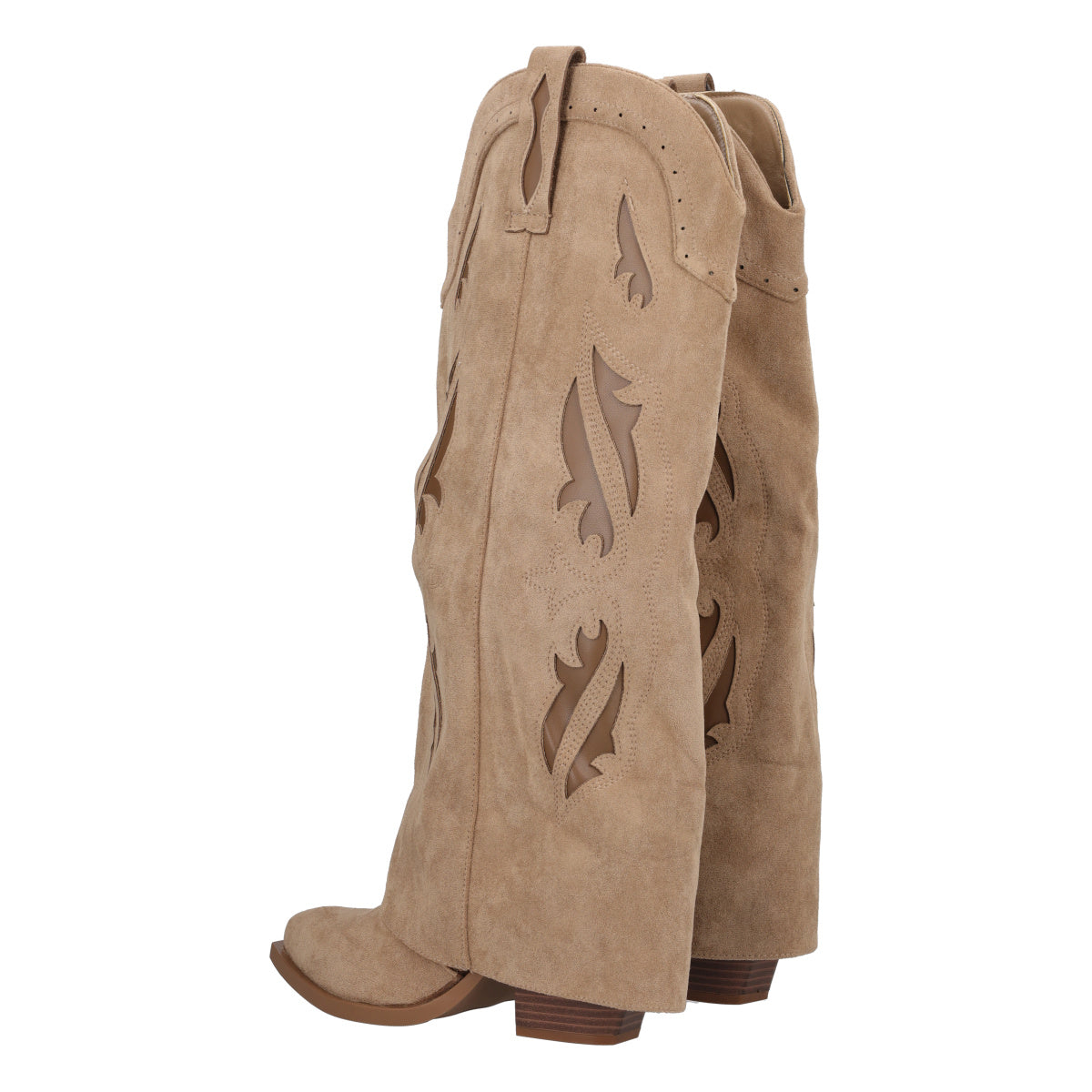 Stivali Texani Donna con Risvolto Beige