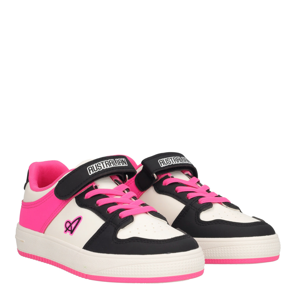 Sneakers Bambina Bianche, Nere e Fucsia
