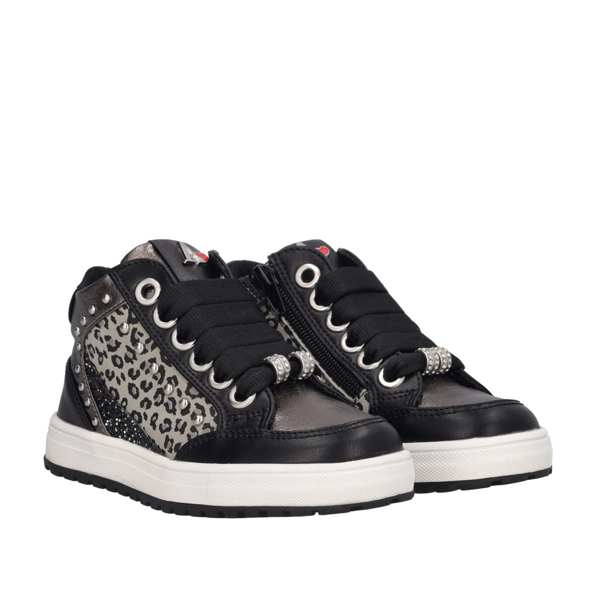 Sneakers Alte Bambina Nere, Argento e Animalier