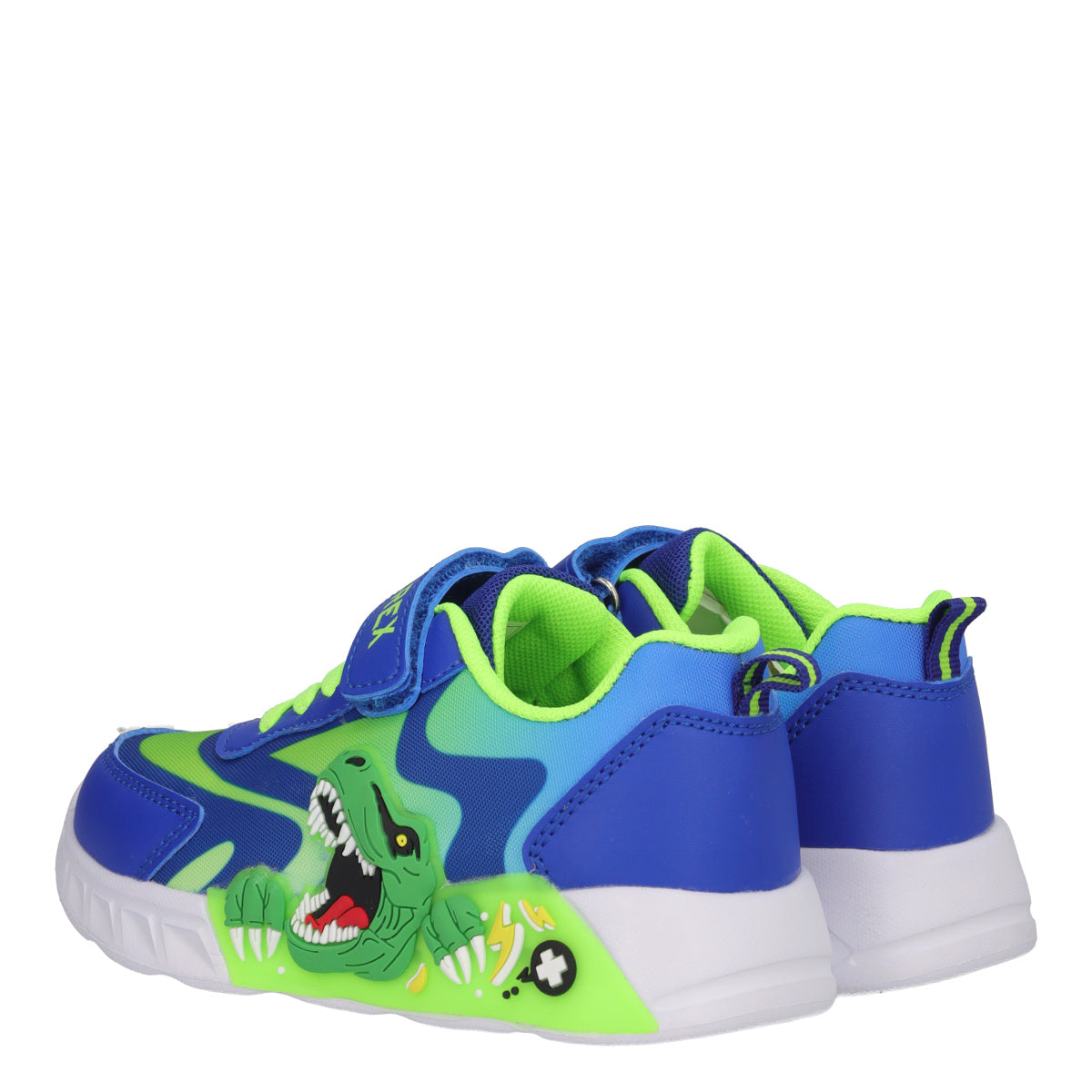 Sneakers Bambino T-Rex Blu e Verdi con Luci