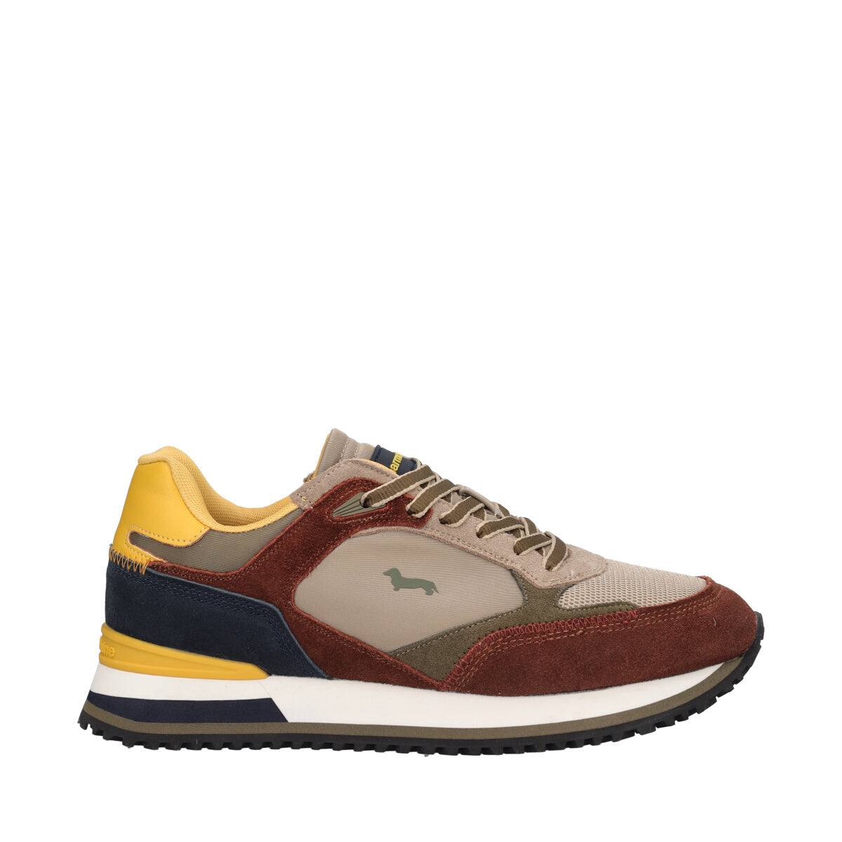 Sneakers Uomo Verde, Marrone, Blu e Gialla in Pelle