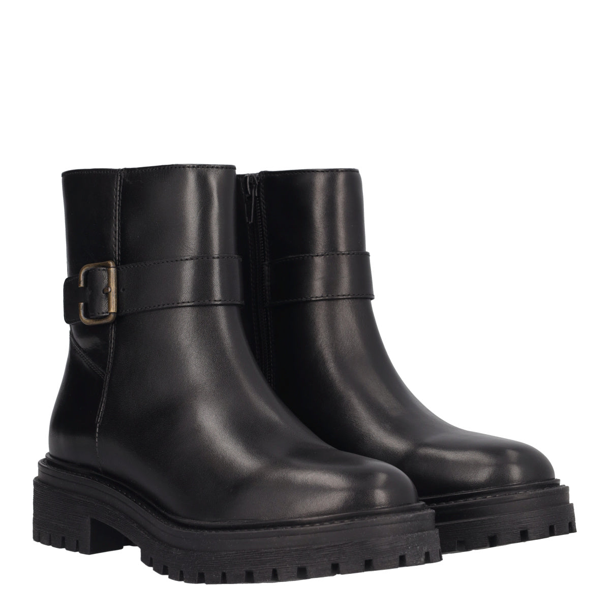 IRIDEA Stivaletto donna in pelle con fibbia nero