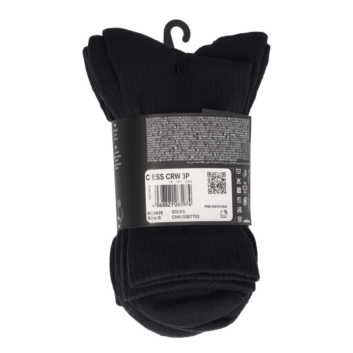 C ESS CRW 3P Calze Unisex Nere