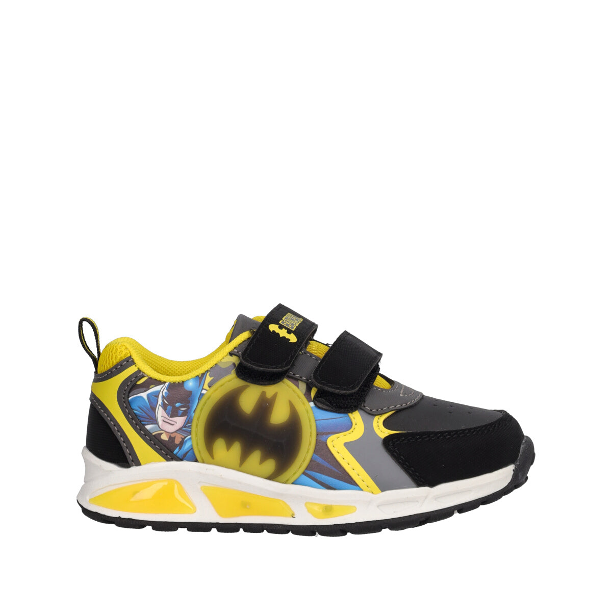 Sneakers Bambino Nere e Gialle Batman con Luci
