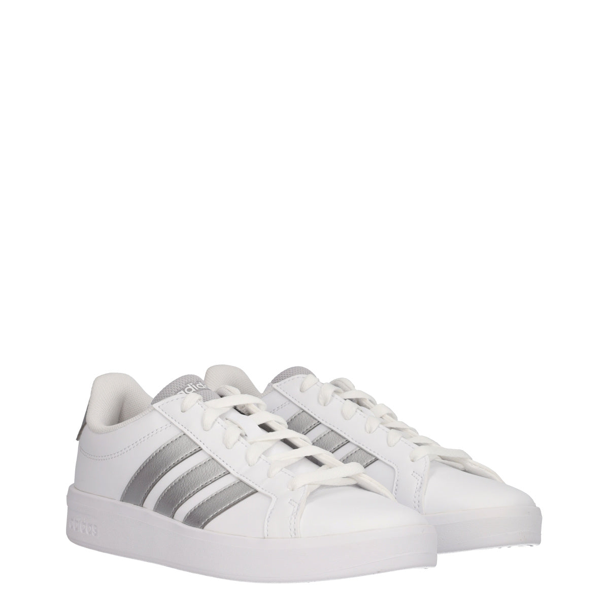 GRAND COURT 3.0 J Sneakers Junior Bianche e Argento