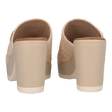 Ciabatte con Tacco Donna Beige Rafia