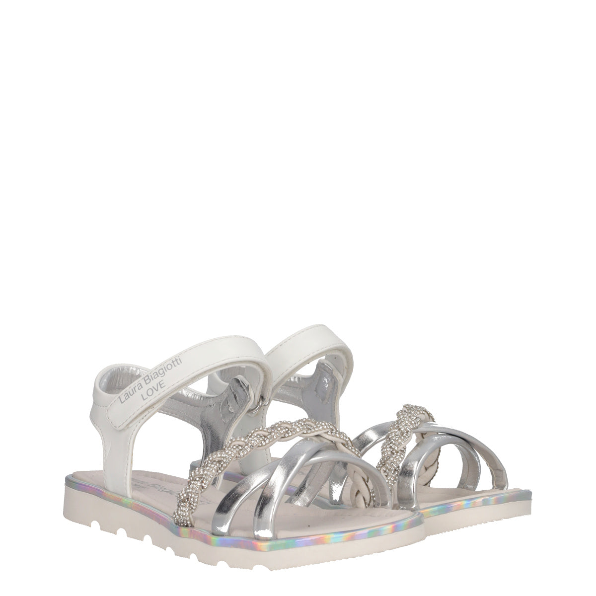 Sandali Bambina Argento e Bianchi