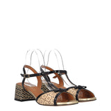 Sandali con Tacco Donna Neri e Crema