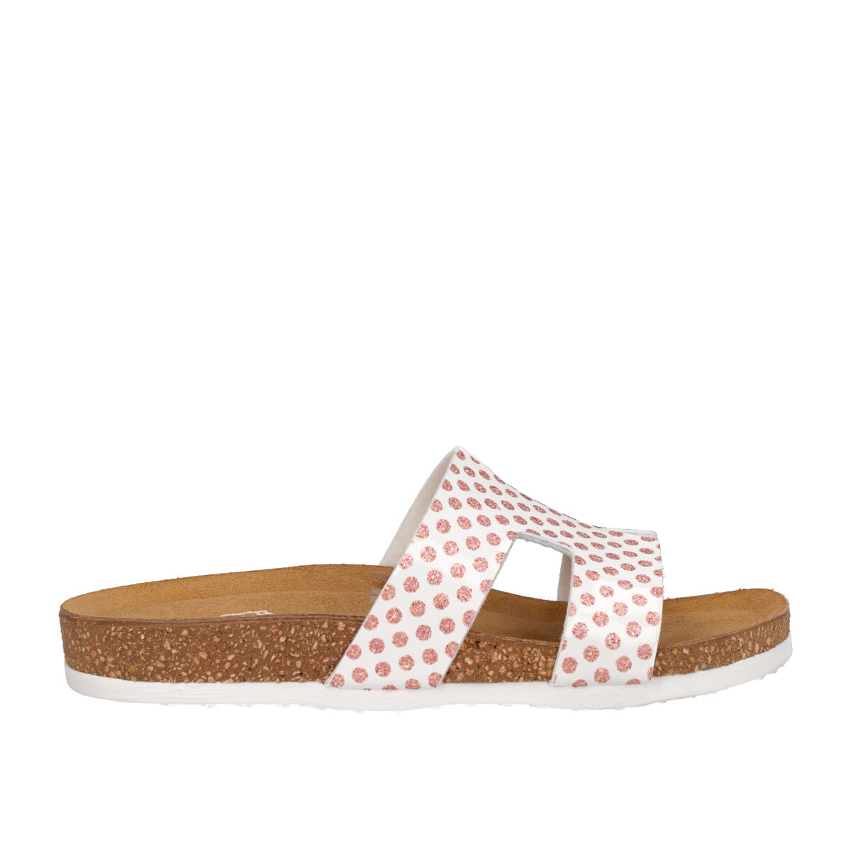 Ciabatte Bambina Bianche con Pois Glitter Rosa