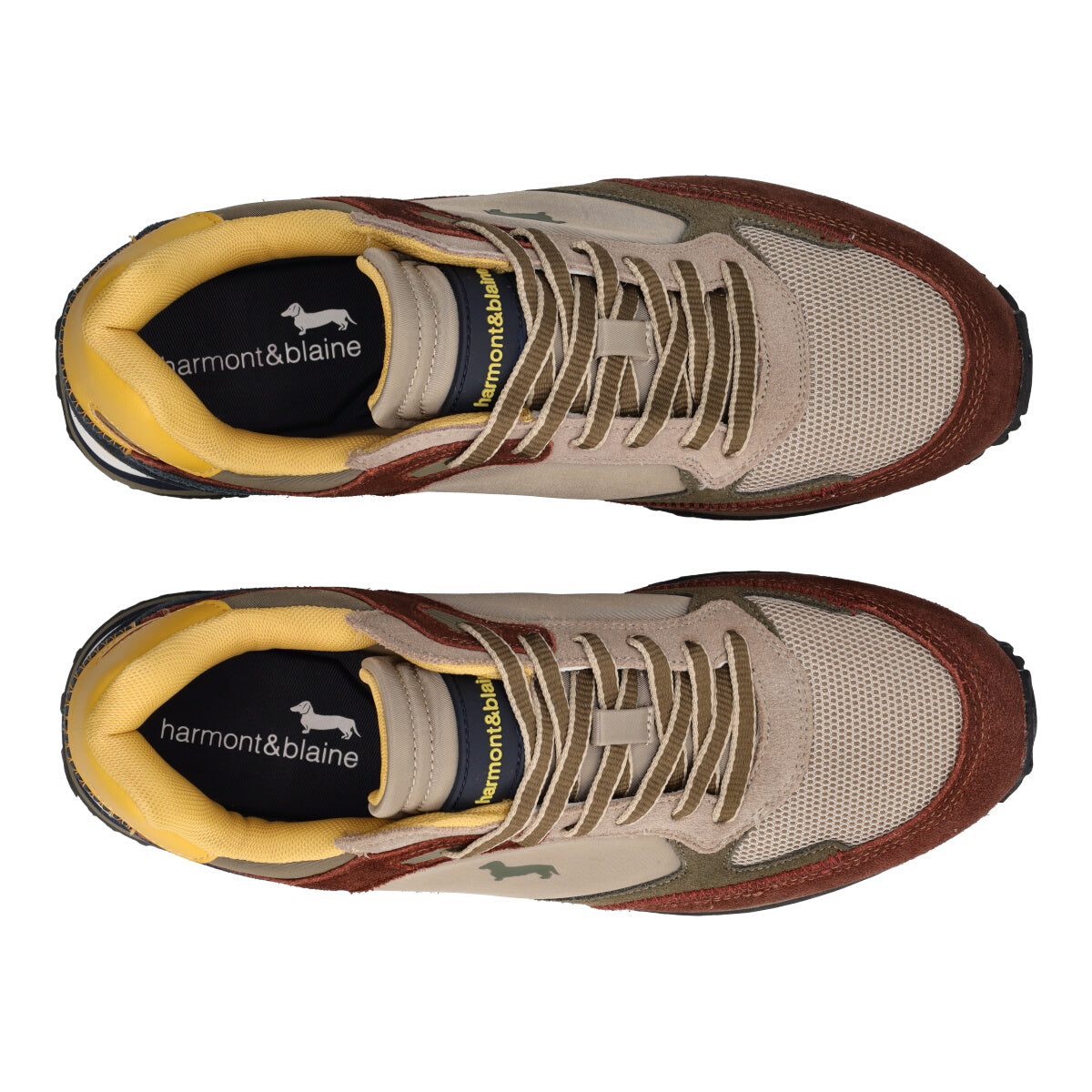 Sneakers Uomo Verde, Marrone, Blu e Gialla in Pelle