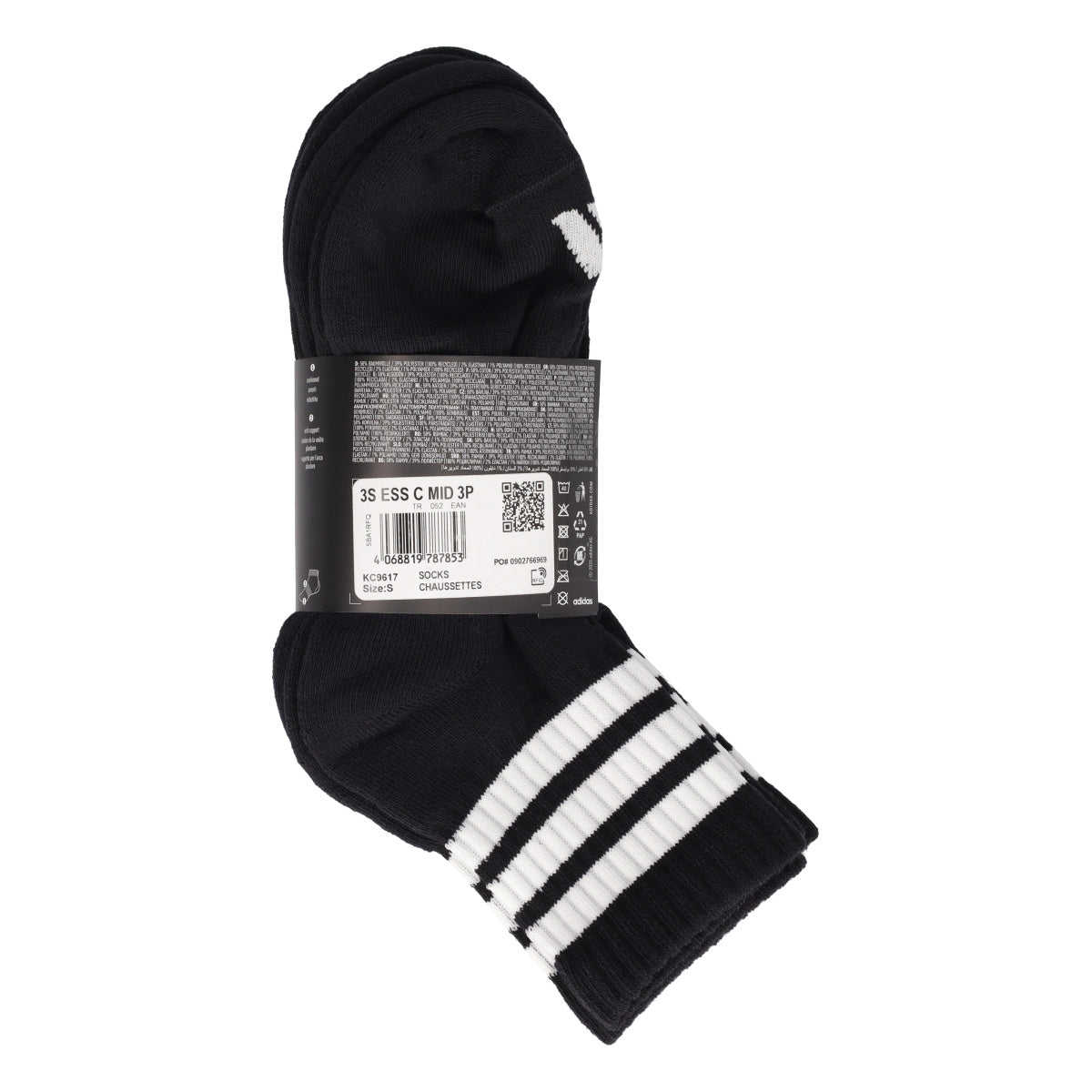 3S ESS C MID 3P Calze Unisex Nere