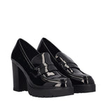 Mocassino con Tacco Donna in Vernice Nera