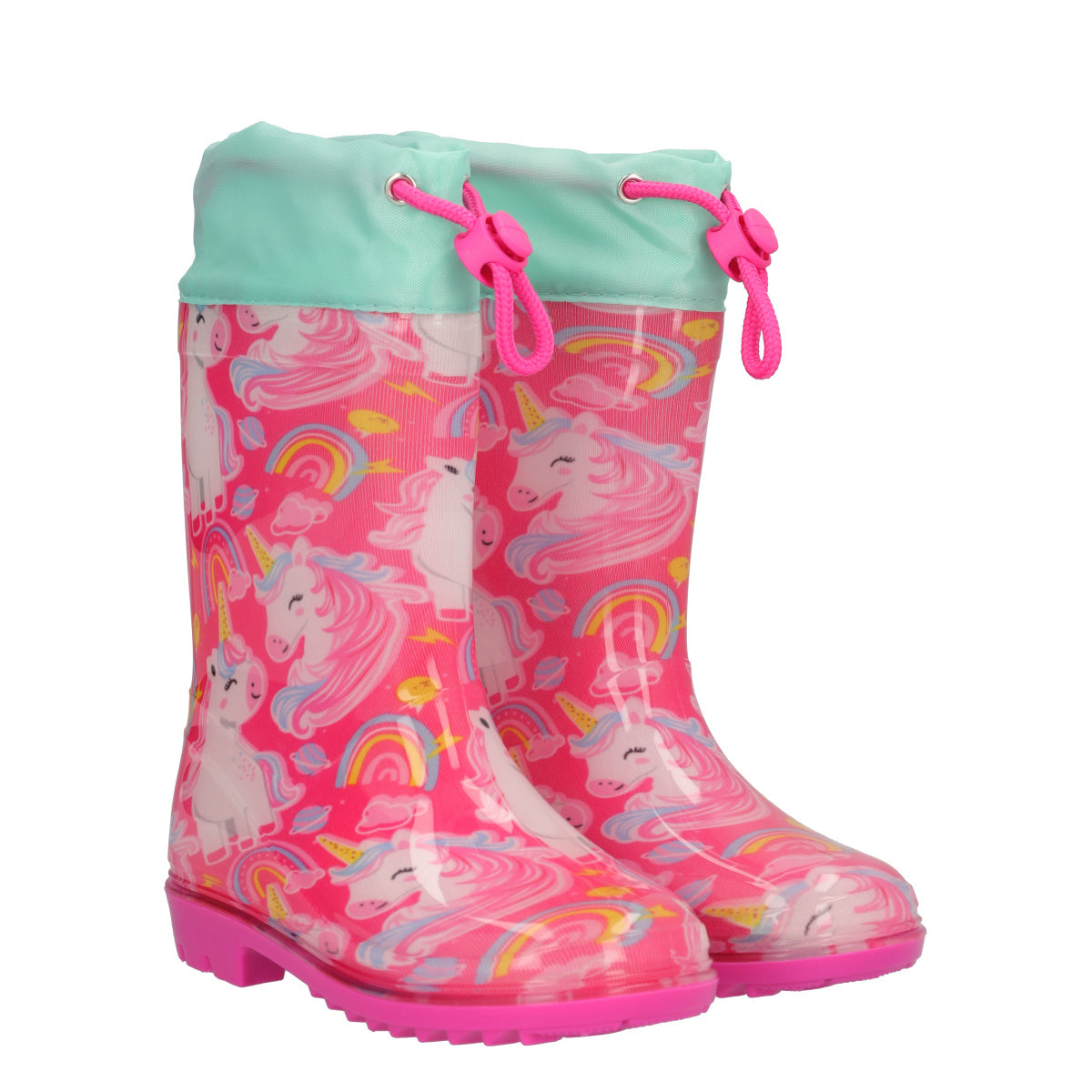 Stivali go & pvc da Pioggia Bambina Fucsia Unicorn _ con Luci