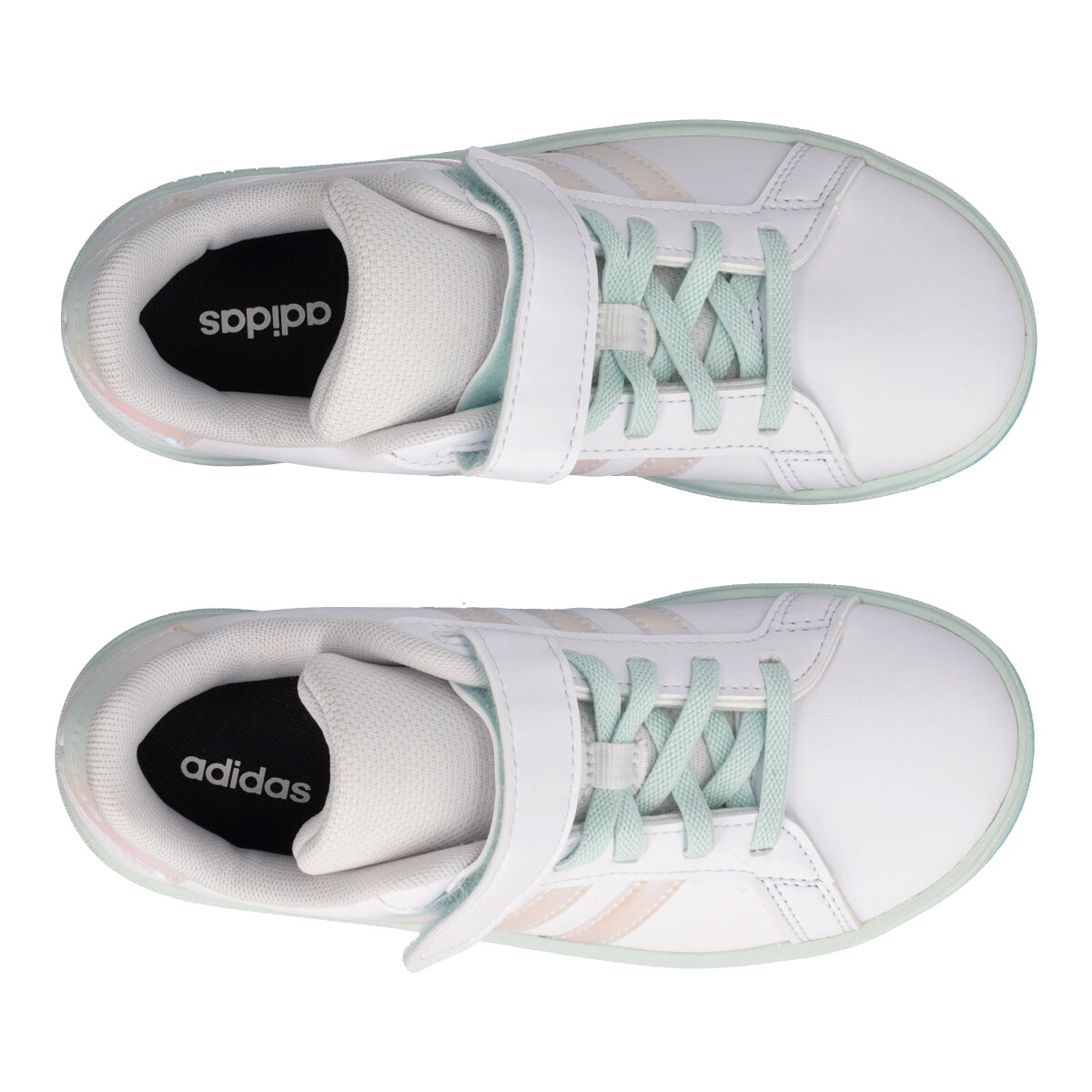 GRAND COURT 2.0 Sneakers Bambina Bianche, Rosa Cangiante e Verde Acqua