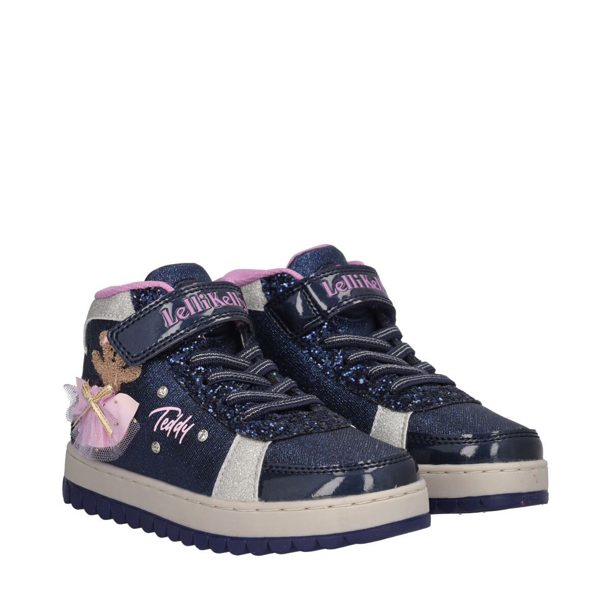 MILLE STELLE Sneakers Alte Bambina Blu, Argento e Lilla con Musica
