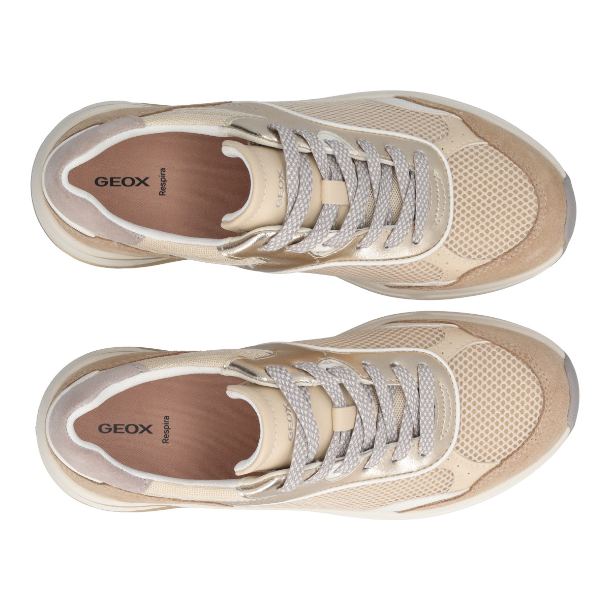 ZARVIA Sneakers Donna Oro e Beige