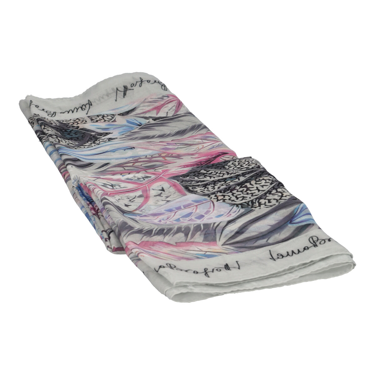 Pashmina Donna Grigia Foglie Voille