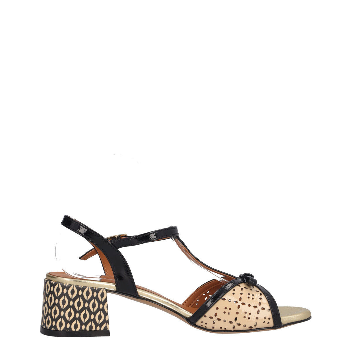Sandali con Tacco Donna Neri e Crema