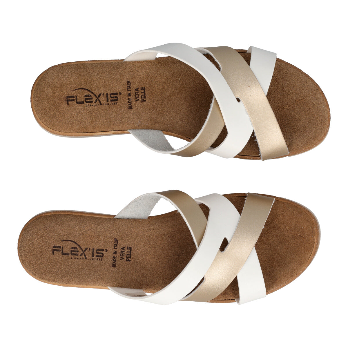 Ciabatte Donna Oro e Bianche