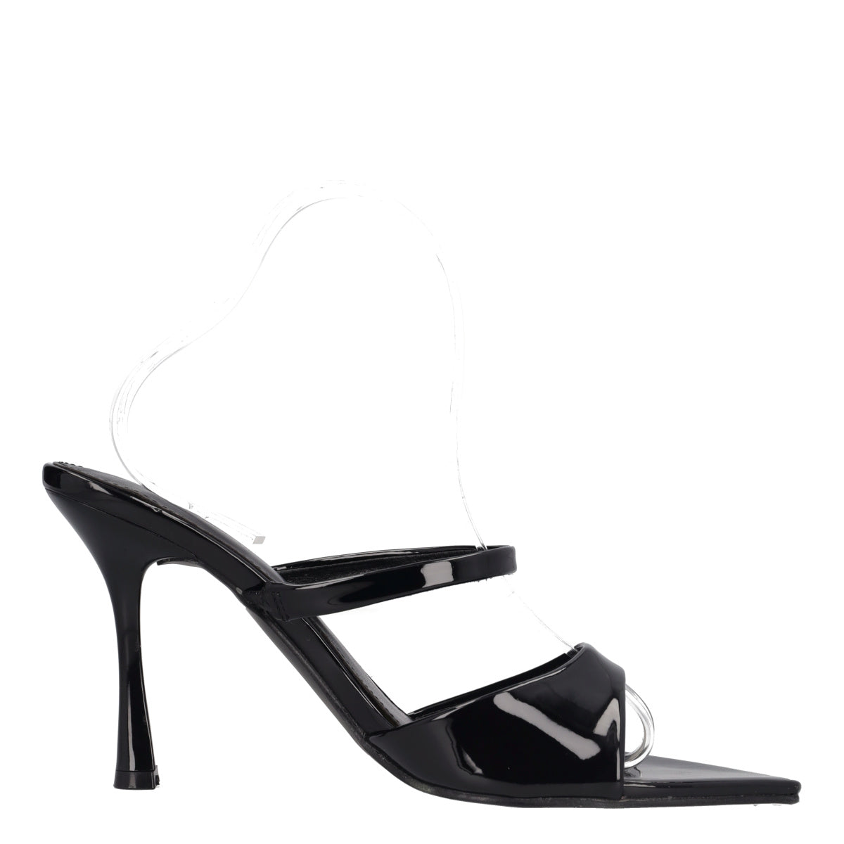 Ciabatte con Tacco Donna Nere in Vernice