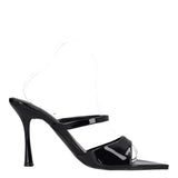 Ciabatte con Tacco Donna Nere in Vernice