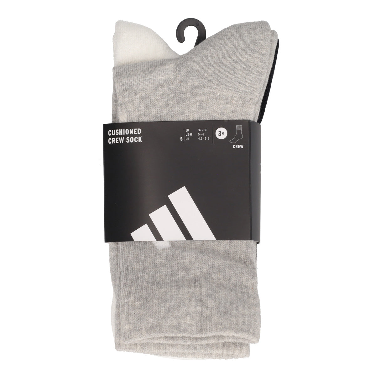 C ESS CRW 3P Calze Unisex Bianche, Nere e Grigie