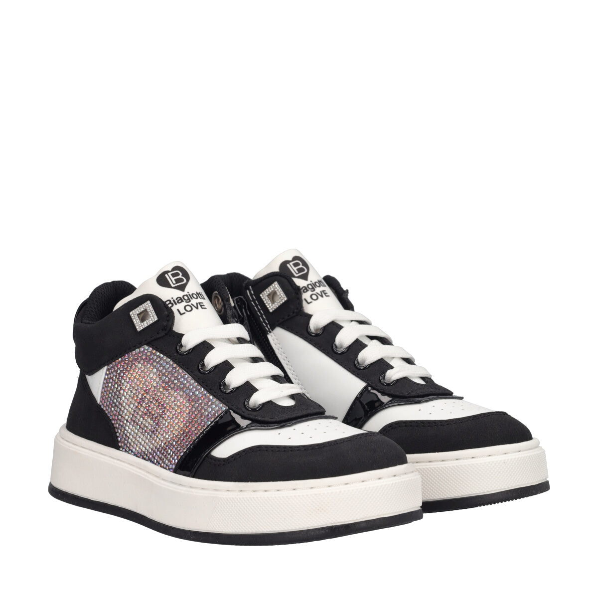 Sneakers Alte Bambina Bianche e Nere