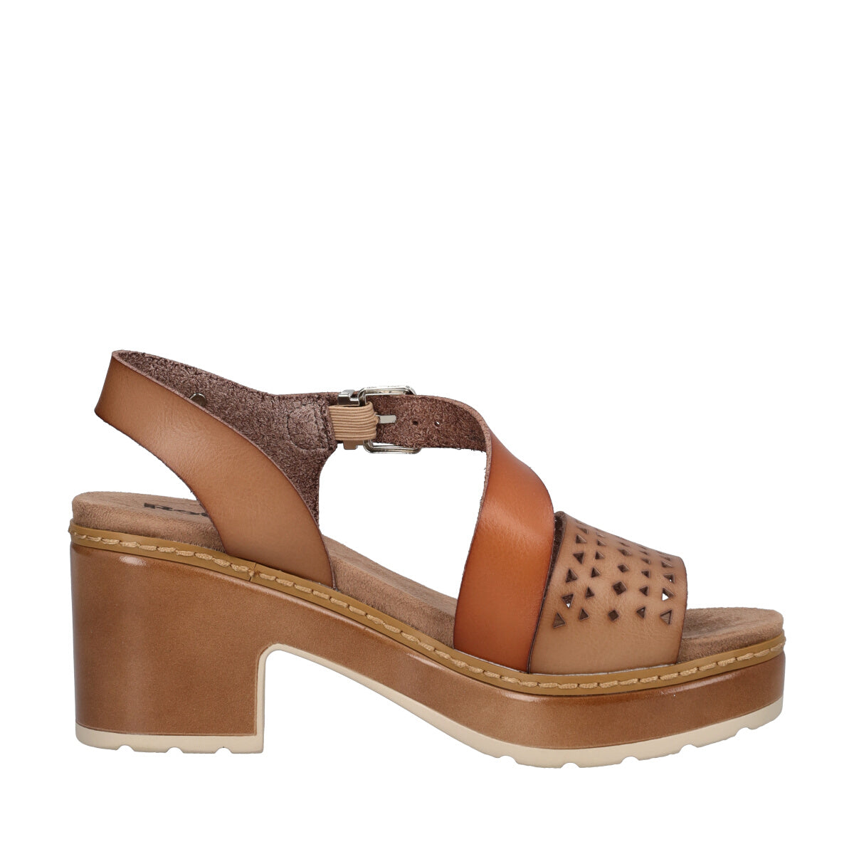 Sandalo Con Tacco Largo Taupe