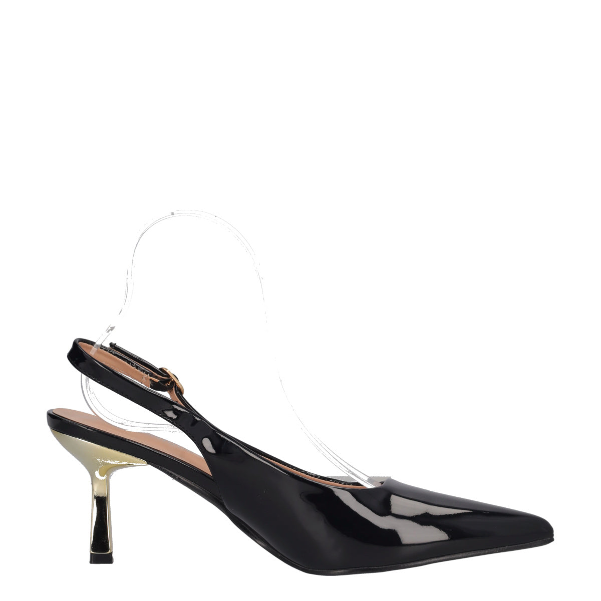 Slingback Donna In Vernice nere e oro