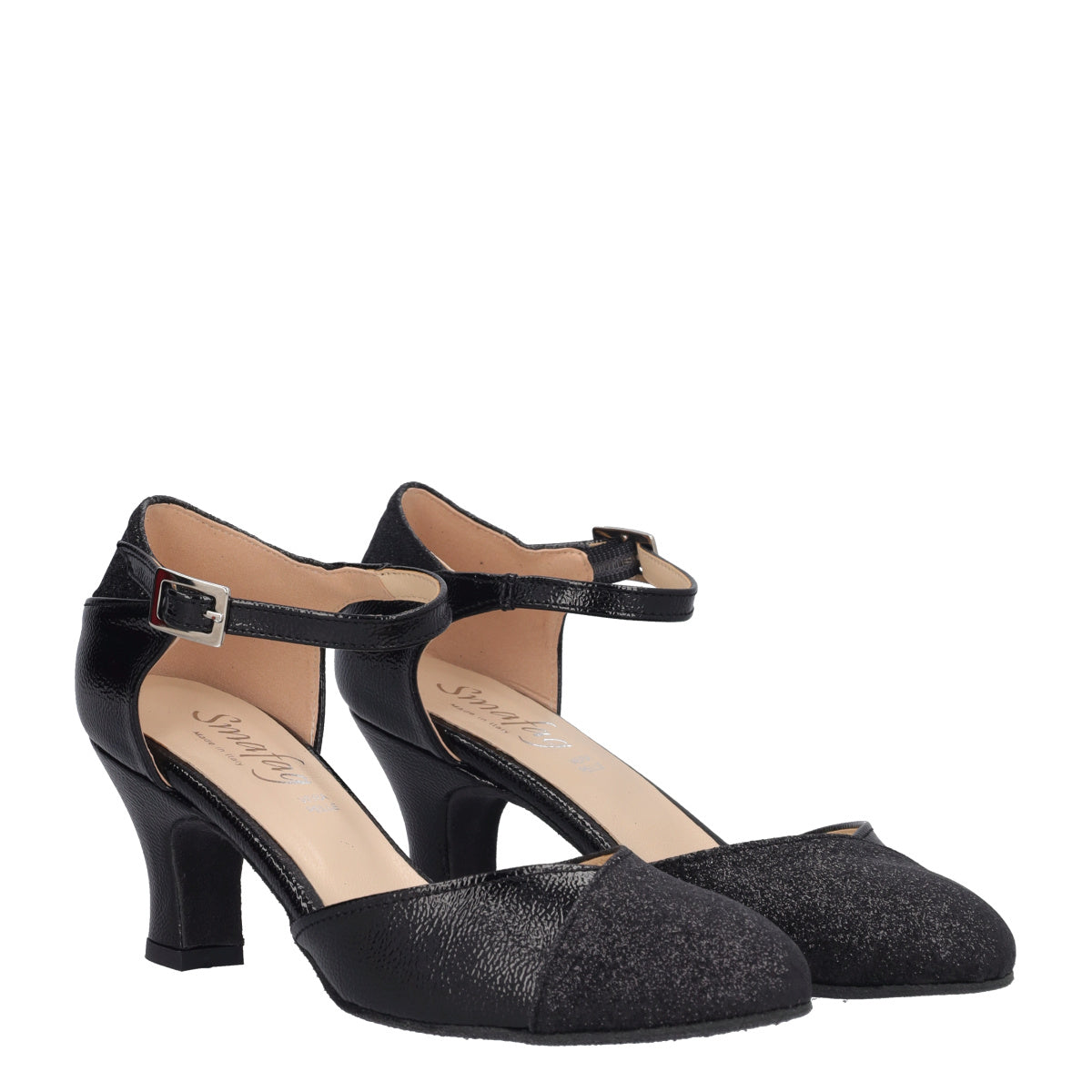 Scarpe da Ballo Donna Nere Glitter Tacco 6