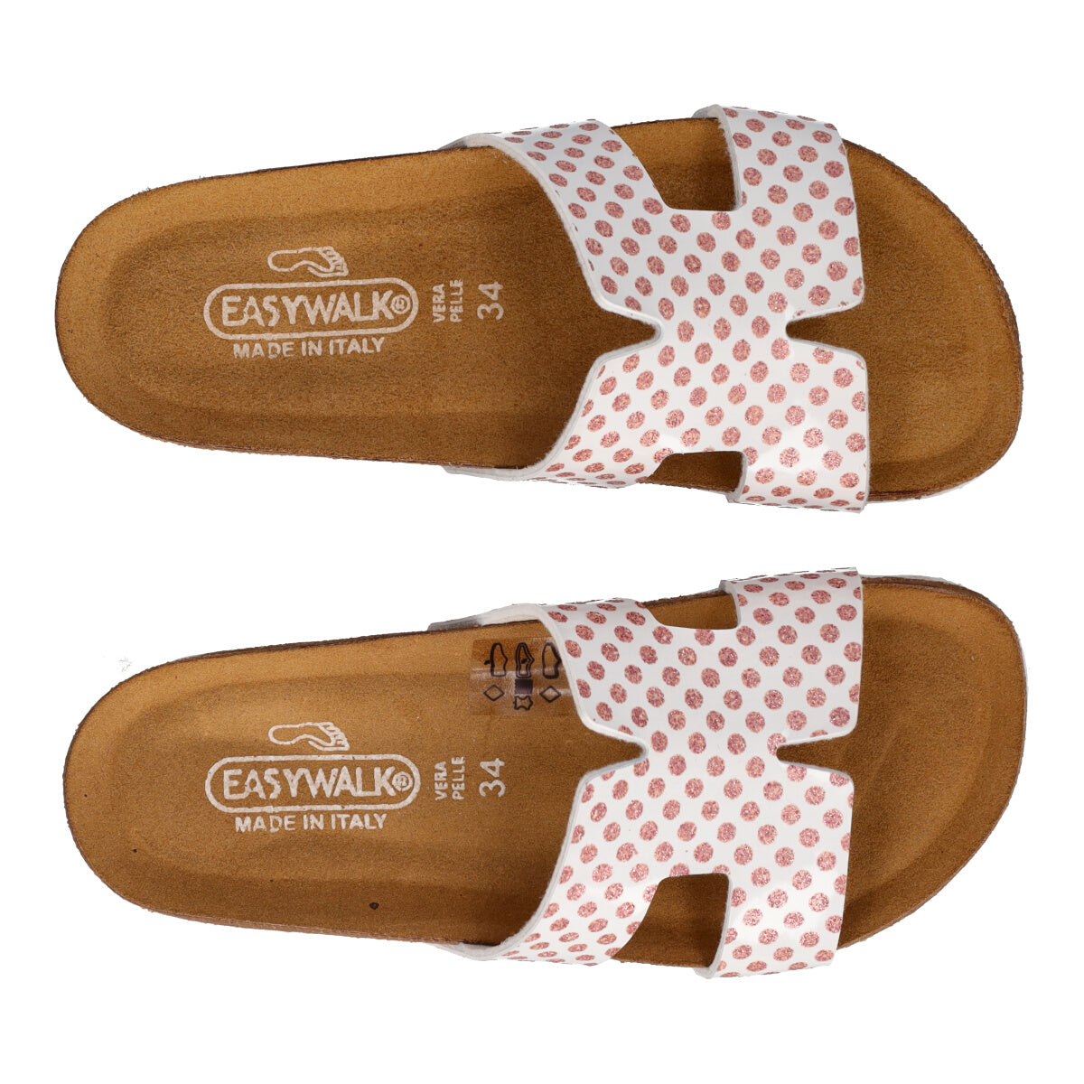 Ciabatte Bambina Bianche con Pois Glitter Rosa