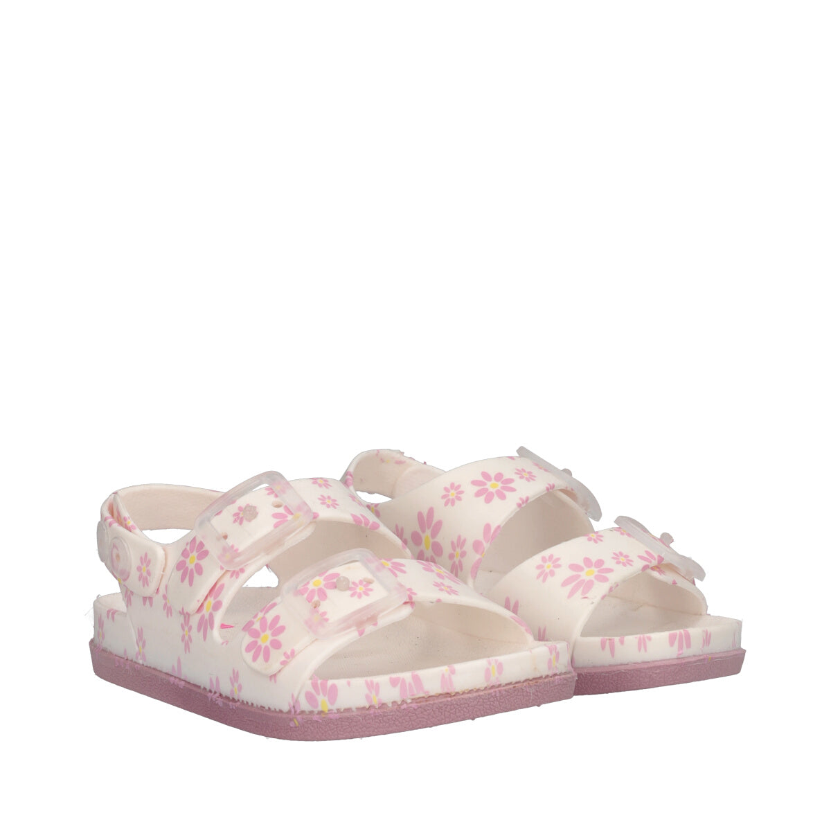 MAISON Ciabatte Bambina Bianche con Fiori Rosa
