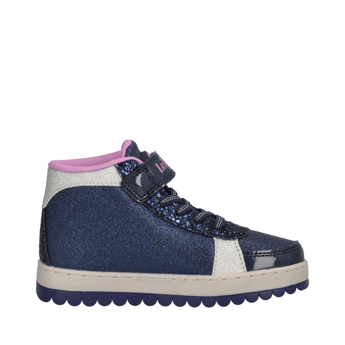 MILLE STELLE Sneakers Alte Bambina Blu, Argento e Lilla con Musica