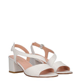 Sandali Con Tacco Donna Bianche in Pelle