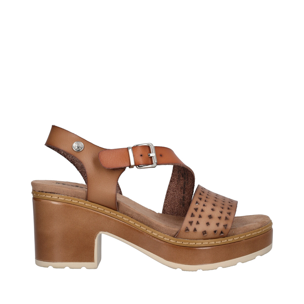 Sandalo Con Tacco Largo Taupe