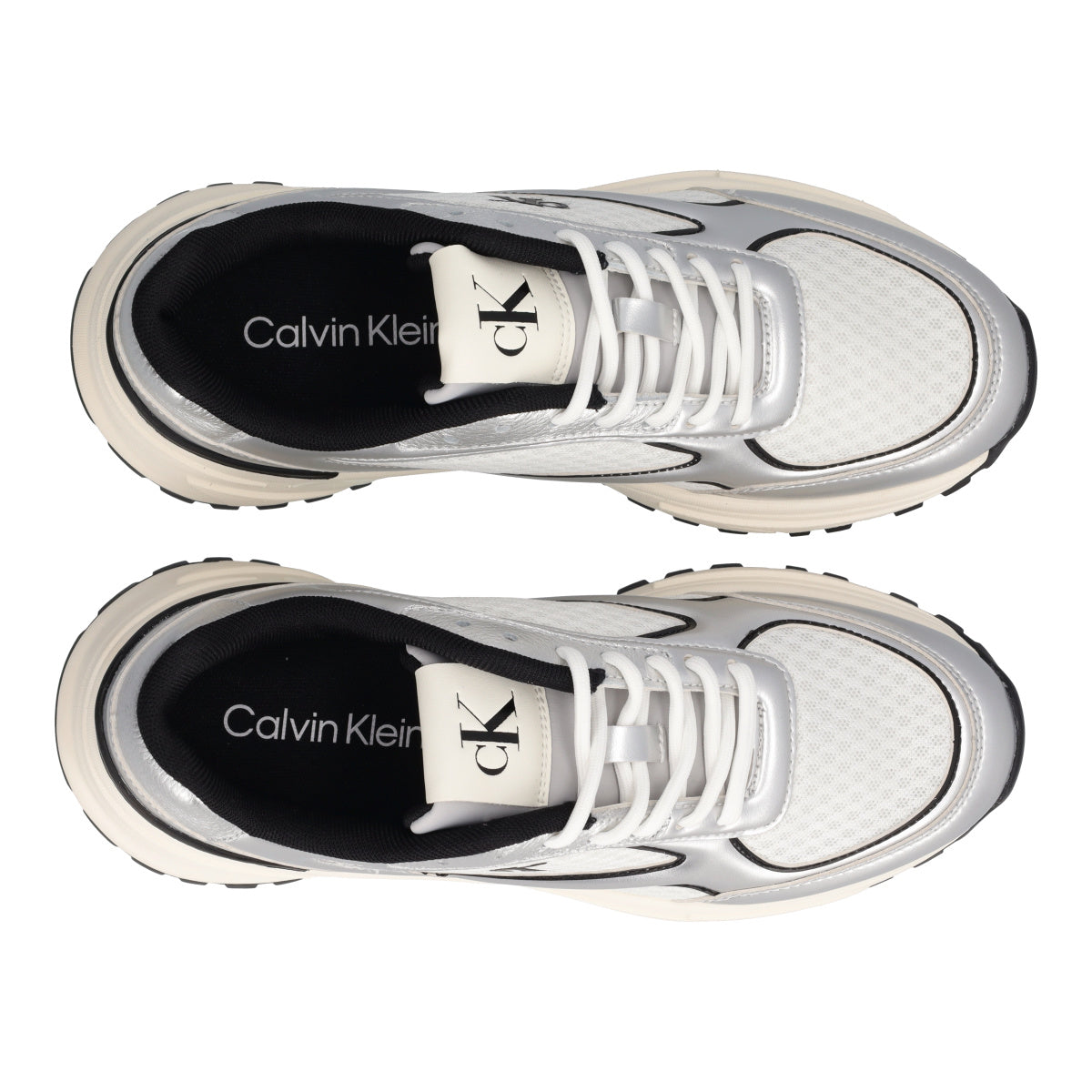 HIKE RUNNER LACE UP MESH MIX Sneakers Donna Bianche e Argento