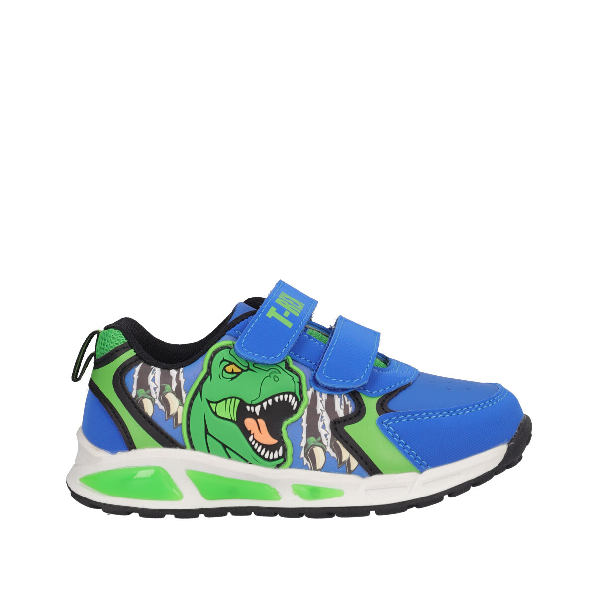 Sneakers Bambino Blu e Verde T-Rex con Luci