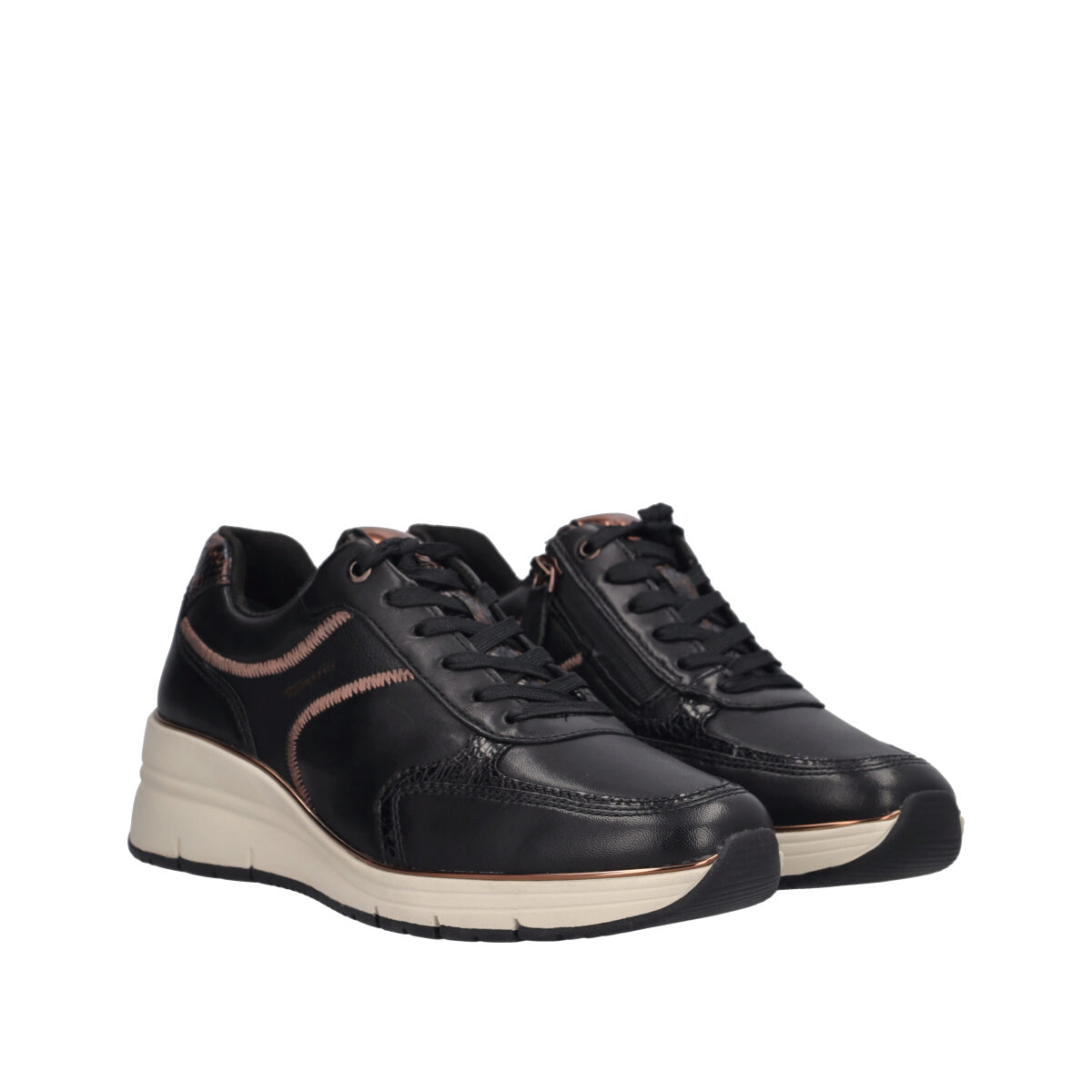 Stringare Sneakers Donna Nere in pelle