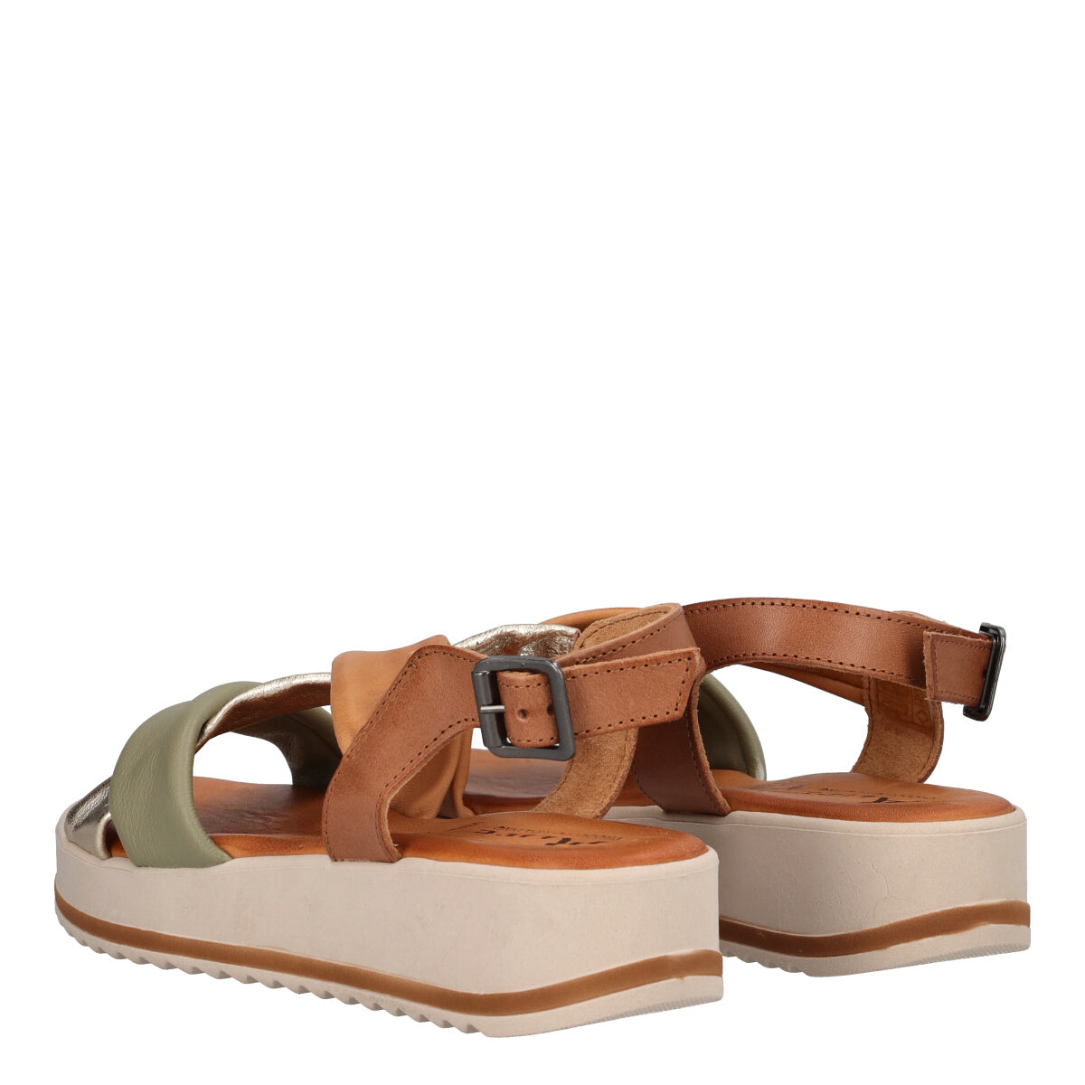 Sandali Donna Beige, Salvia e Oro Metallizzato