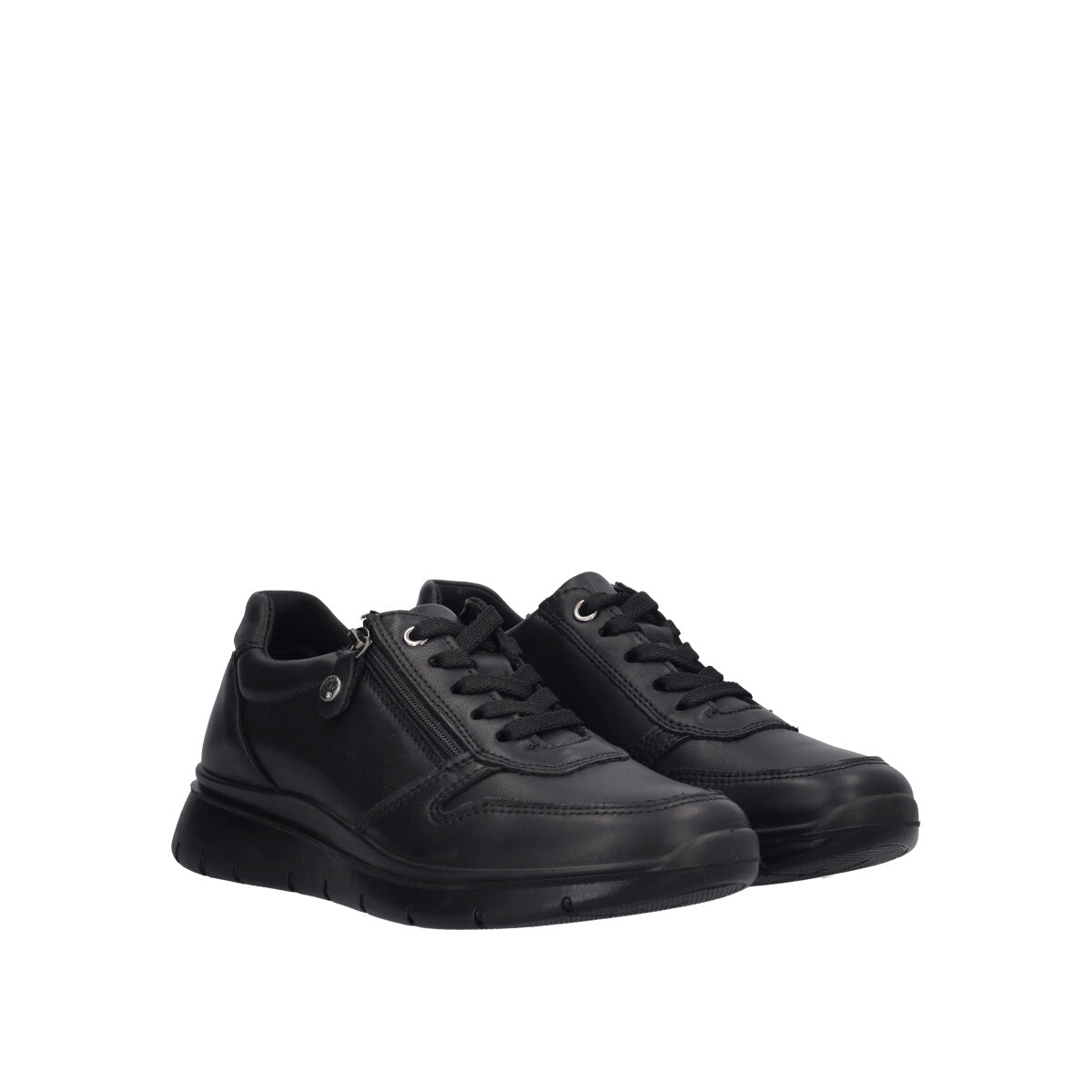 Stringate Comfort Donna Nere in Pelle