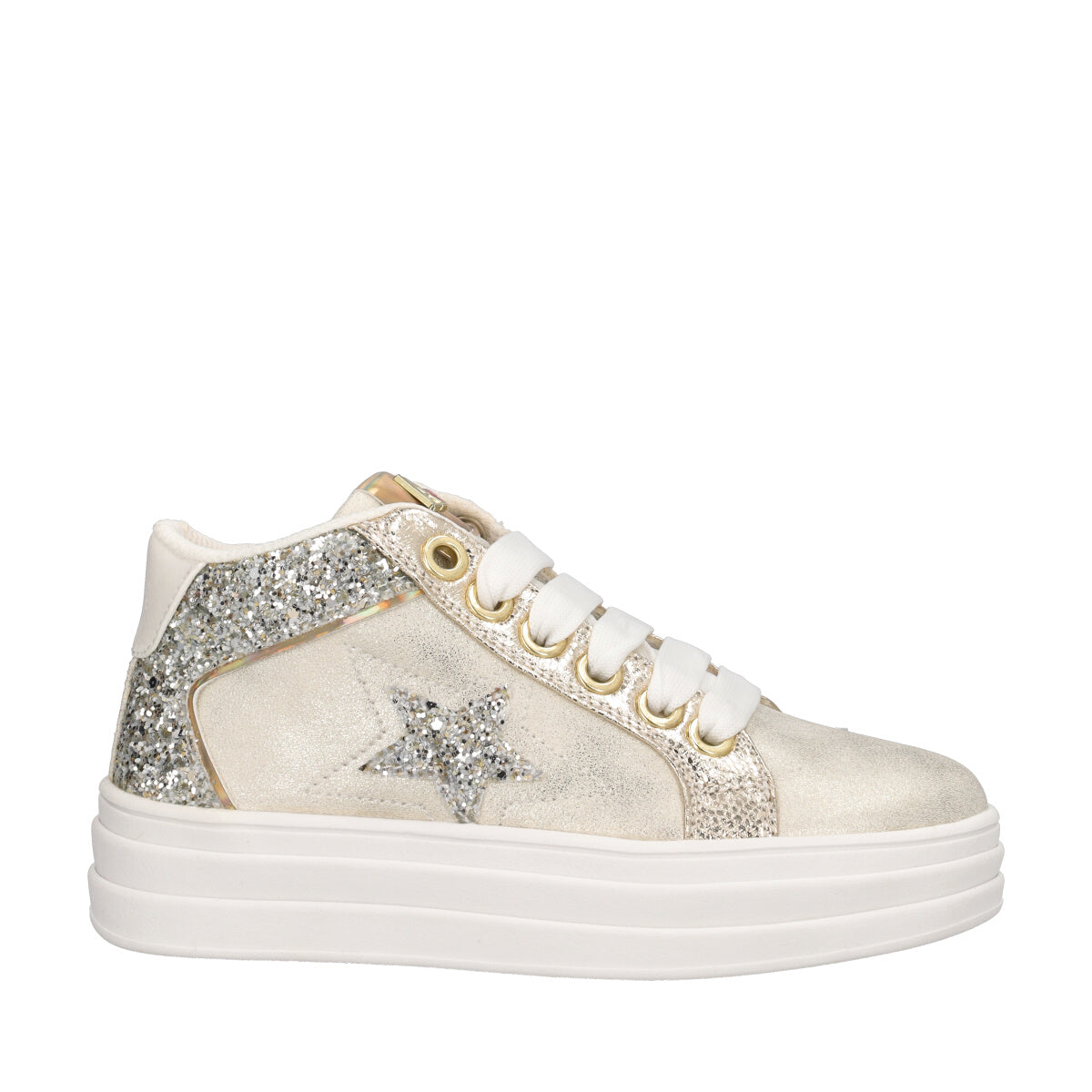 Sneakers alte Bambina Oro e Argento